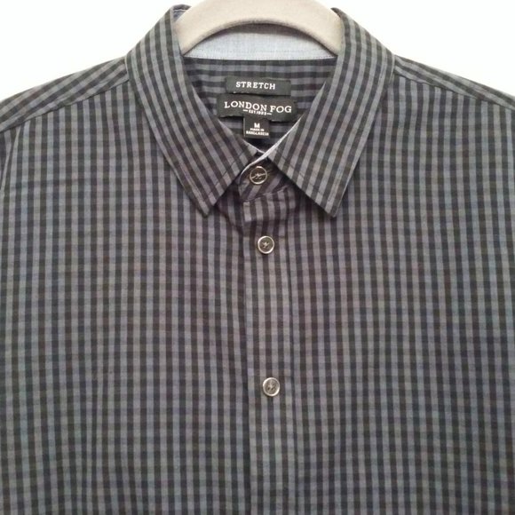2016 London Fog Check Gingham Shirt Mens Sz-M Grey - Picture 6 of 11